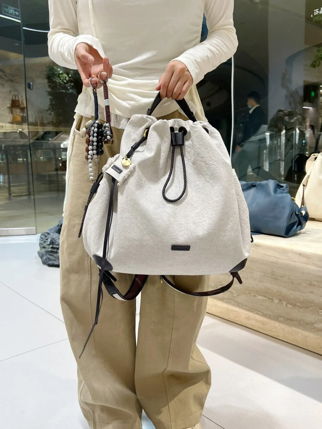 Wen Qi's Same Style Large-Capacity Bai Na Series Backpack for Women, Niche Design, Versatile Casual Cross-Border Commuting Laptop Bag