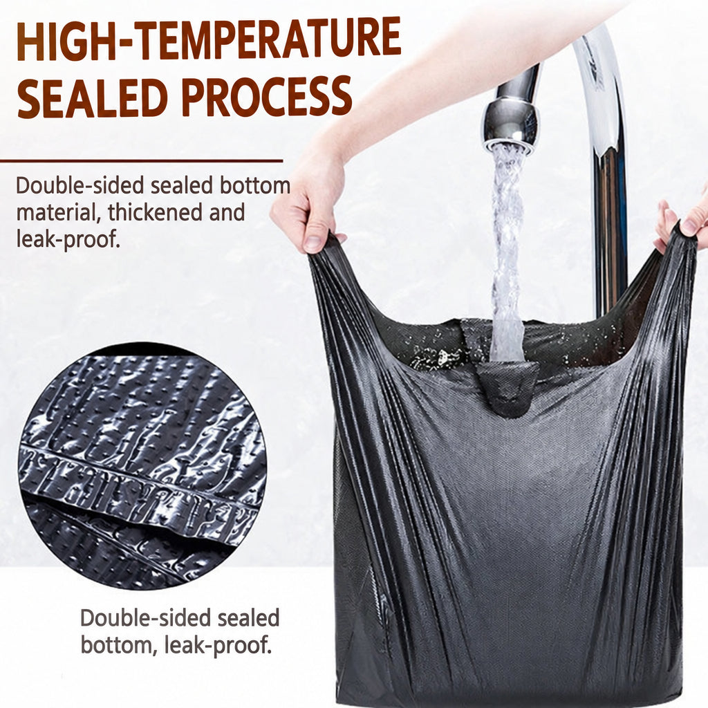 Thickened Vest for Home Kitchen Use, Black Kitchen Waste Tote Bag, Vest-Style Wholesale Disposable Garbage Plastic Bag