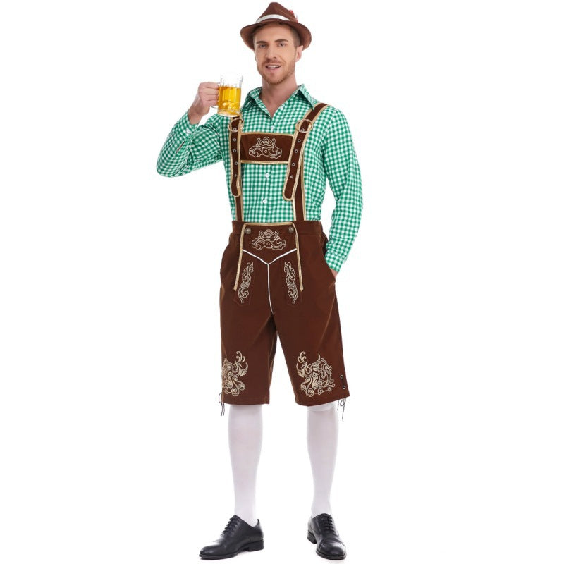European and American New Products German Oktoberfest Clothing Shirt Overalls Hat Three-Piece Suit Men's Beer Suit