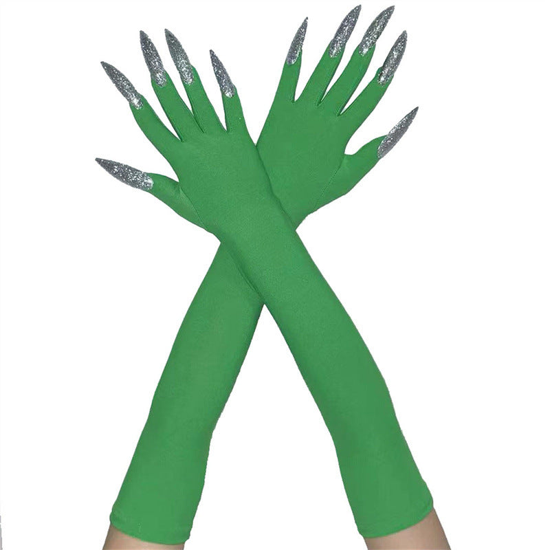 48cm European and American Fashion Halloween Gloves Long Nails Ghost Claw Gloves Long Performance Props Costume Black Red Claw