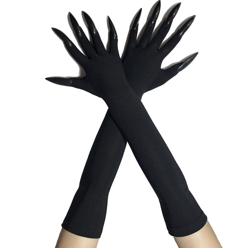48cm European and American Fashion Halloween Gloves Long Nails Ghost Claw Gloves Long Performance Props Costume Black Red Claw