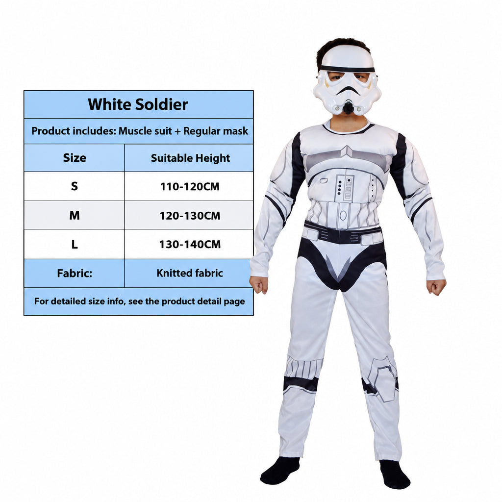 Black Soldier White Soldier Star Wars Costume Halloween Jedi Knight Children's Cos Yoda Mandalorian Jumpsuit