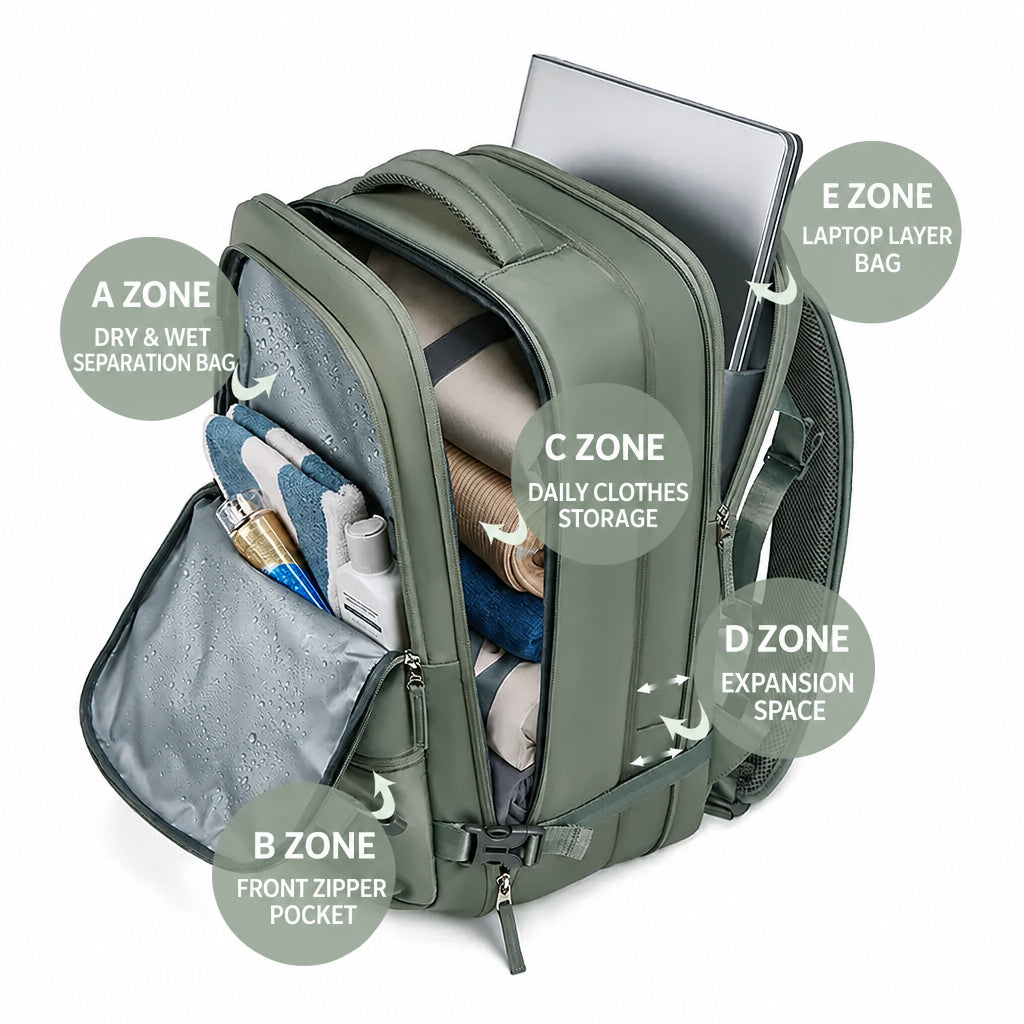 New backpack men's multi-functional wet and dry separation casual schoolbag women's travel bag computer bag backpack men