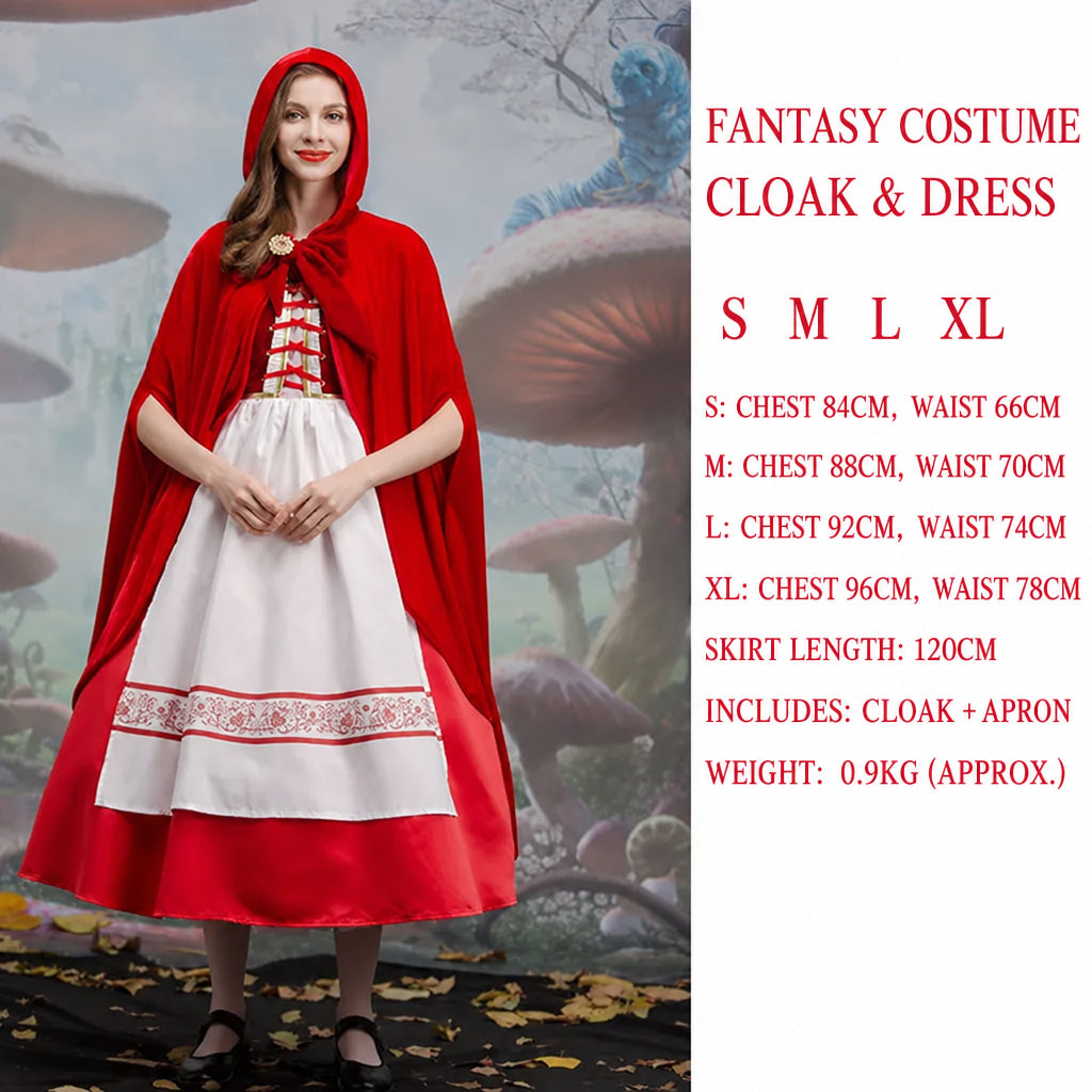 Halloween Retro Palace Dress Little Red Riding Hood Long Dress Cosplay Queen Character Performance Costume