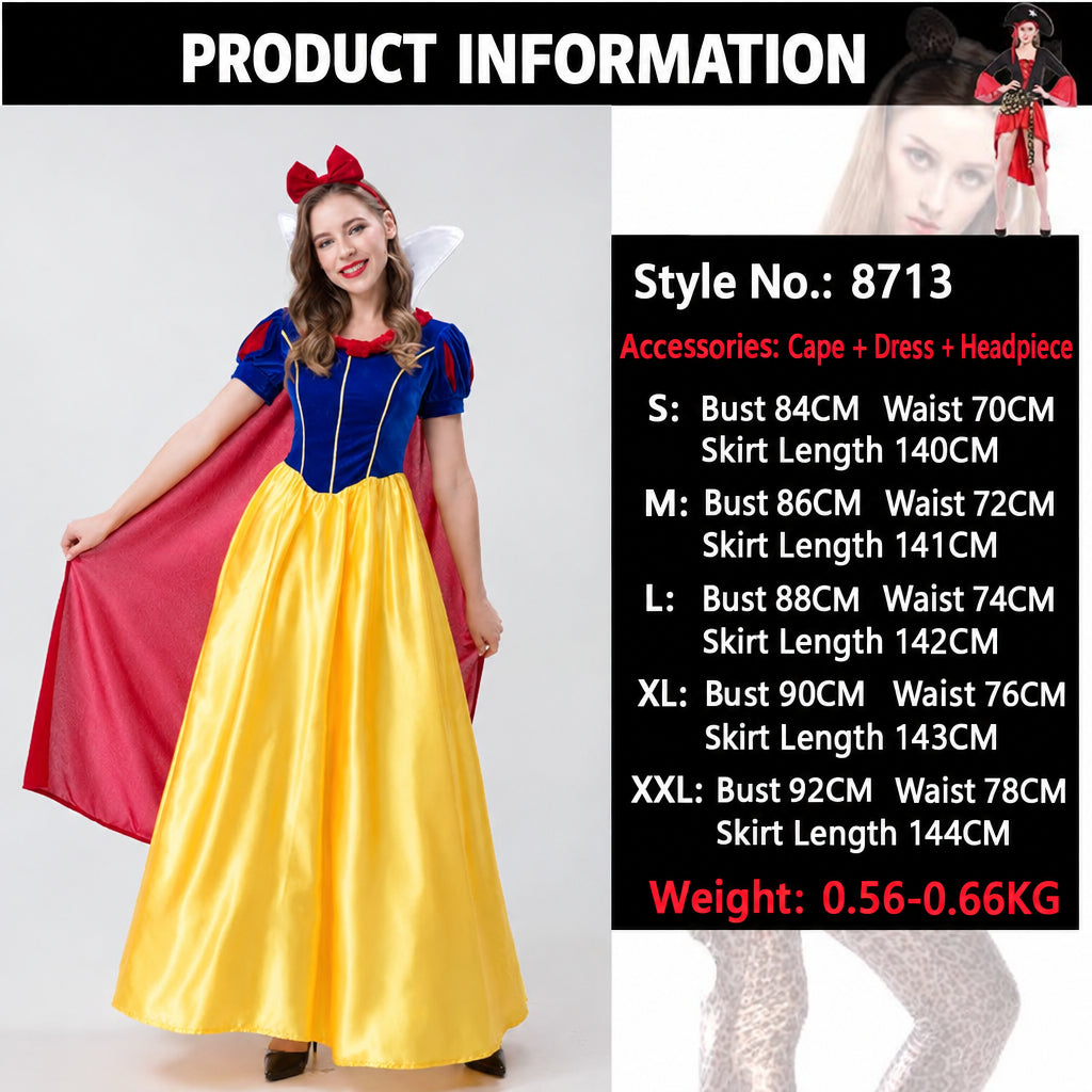 Halloween Adult Snow White Christmas Annual Party Cosplay Queen Cinderella Wedding Dress Costume Wholesale