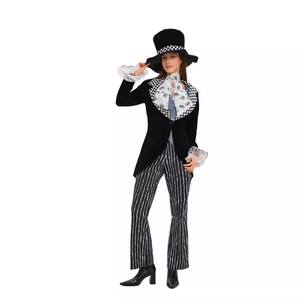 Foreign Trade European and American Halloween Alice in Wonderland Women's Mad Hatter Costume Cosplay Magician Performance Outfit