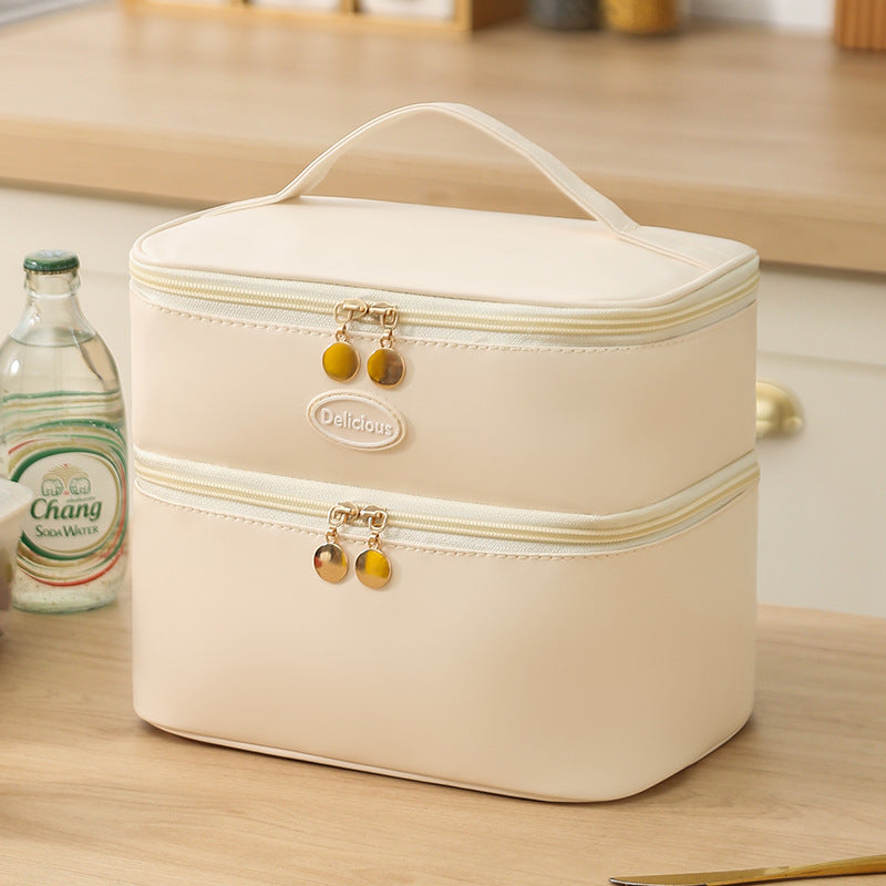 Student Portable Double-Layer Lunch Box Office Worker Lunch Box with Lunch Bag Camping Travel Bag Camping Essentials