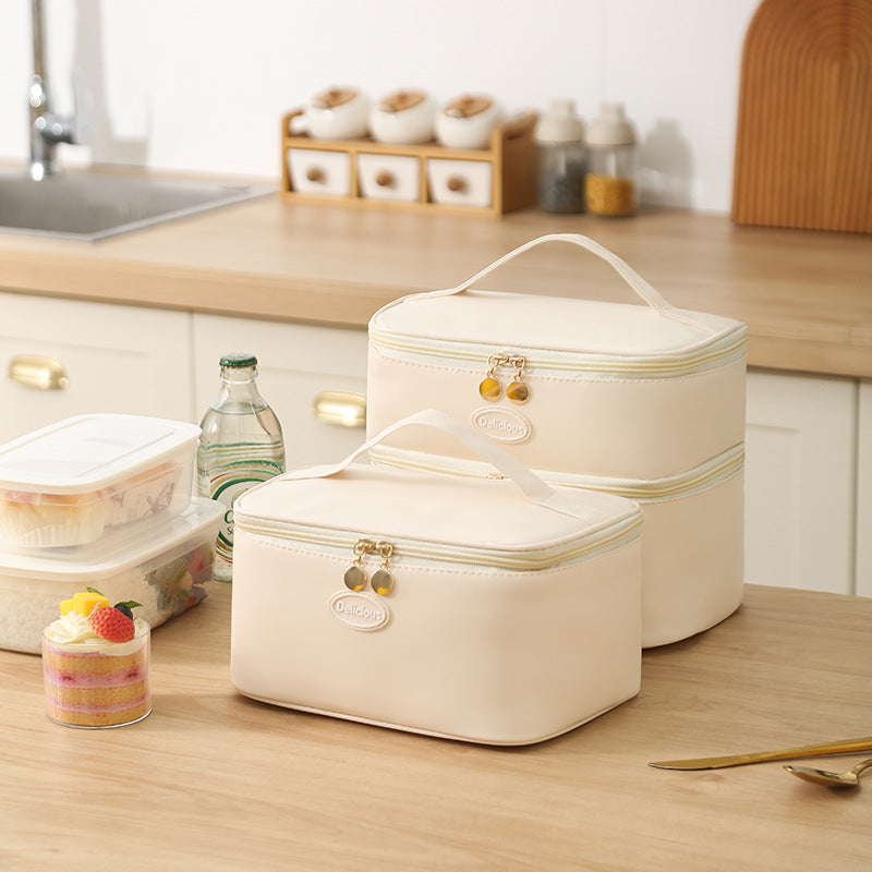 Student Portable Double-Layer Lunch Box Office Worker Lunch Box with Lunch Bag Camping Travel Bag Camping Essentials