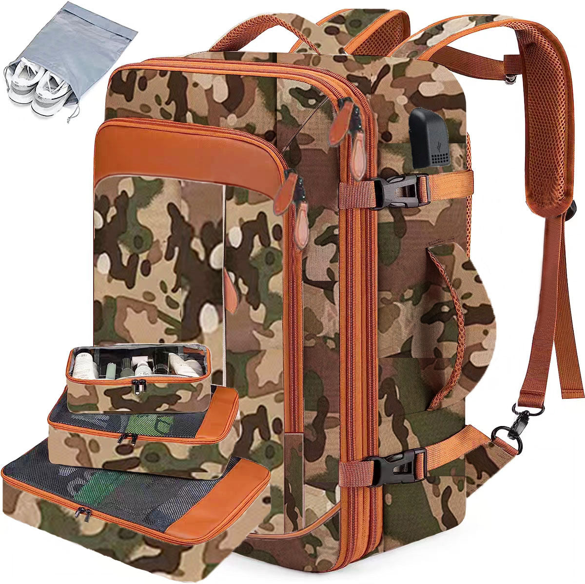 Cross-Border Men's Multifunctional Waterproof Computer Backpack Large Capacity Gray Business Backpack Casual Business Trip Travel Bag