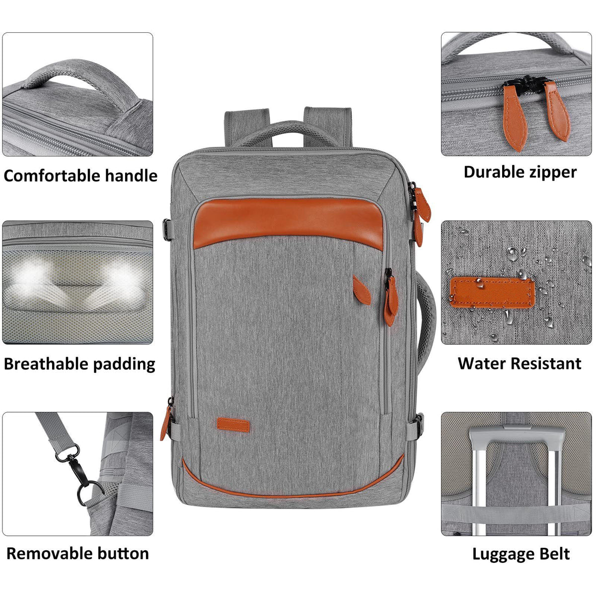 Cross-Border Men's Multifunctional Waterproof Computer Backpack Large Capacity Gray Business Backpack Casual Business Trip Travel Bag
