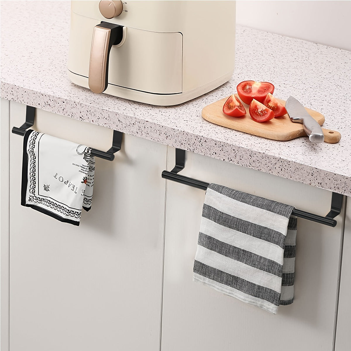Ready-Made No-Drill Towel Rack Wardrobe Kitchen Cabinet Storage Rack Over-The-Door Bathroom