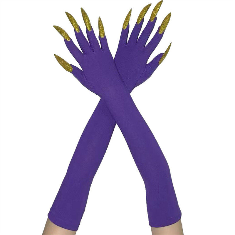 48cm European and American Fashion Halloween Gloves Long Nails Ghost Claw Gloves Long Performance Props Costume Black Red Claw
