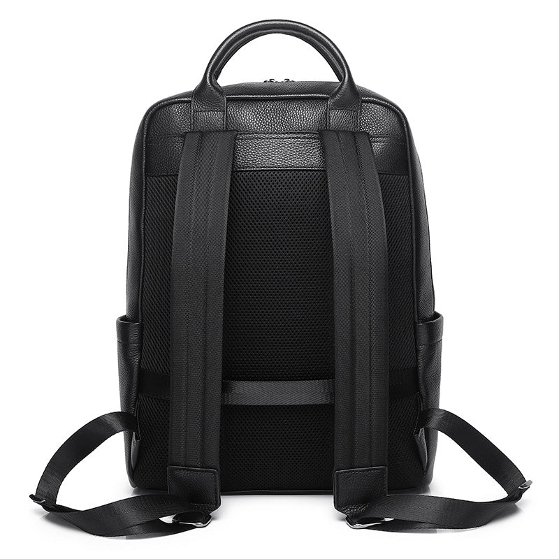 First-Layer Cowhide Backpack, Trendy Brand, High-End Handbag, School Bag, 15-Inch Commuter Leather Computer Business Bag for Men