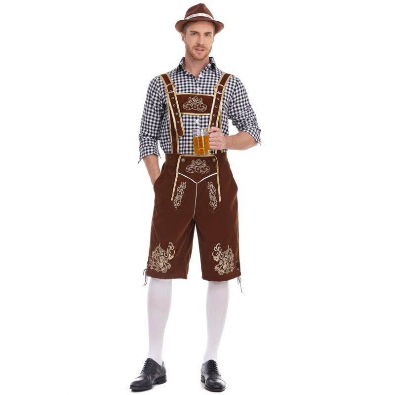 European and American New Products German Oktoberfest Clothing Shirt Overalls Hat Three-Piece Suit Men's Beer Suit