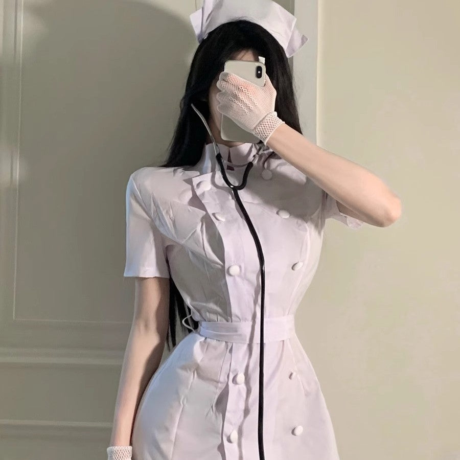 Sexy Pure Desire Uniform Suit Doctor Cosplay White Angel Sexy Costume Halloween Small Breast Nurse Costume