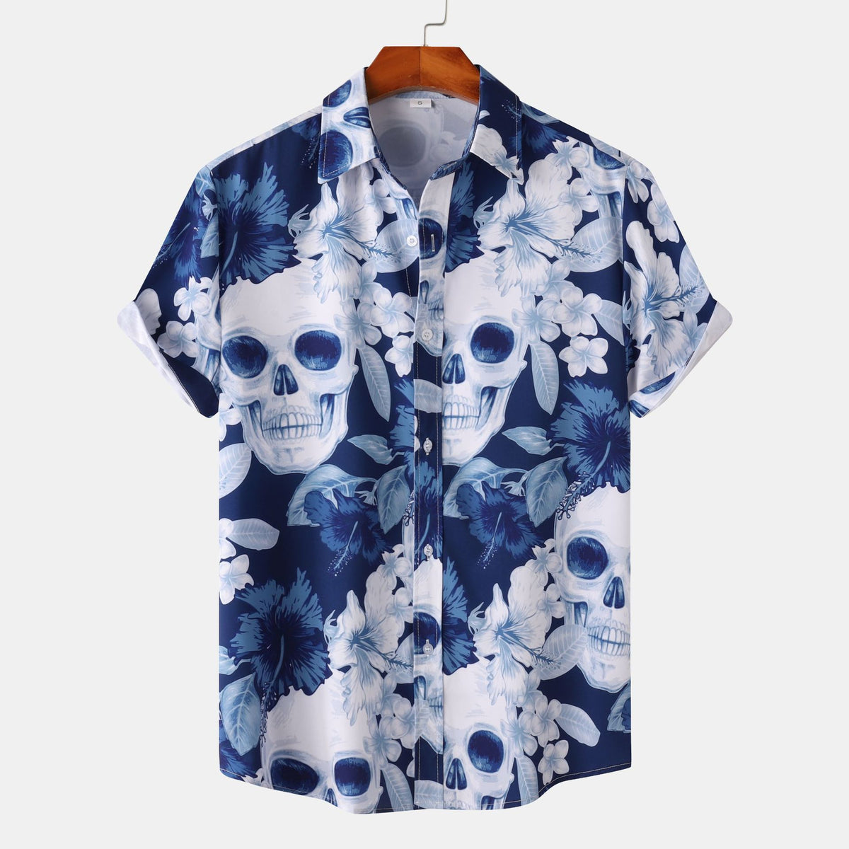 Amazon Cross-border Trade 2024 New Halloween Men's Casual Printed Short-sleeved Shirt Beach Shirt for Men
