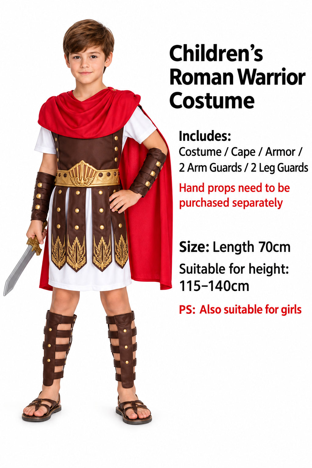 Halloween Children/Adult Medieval Samurai Ancient Roman Spartan Warrior Cross Expedition Army Costume