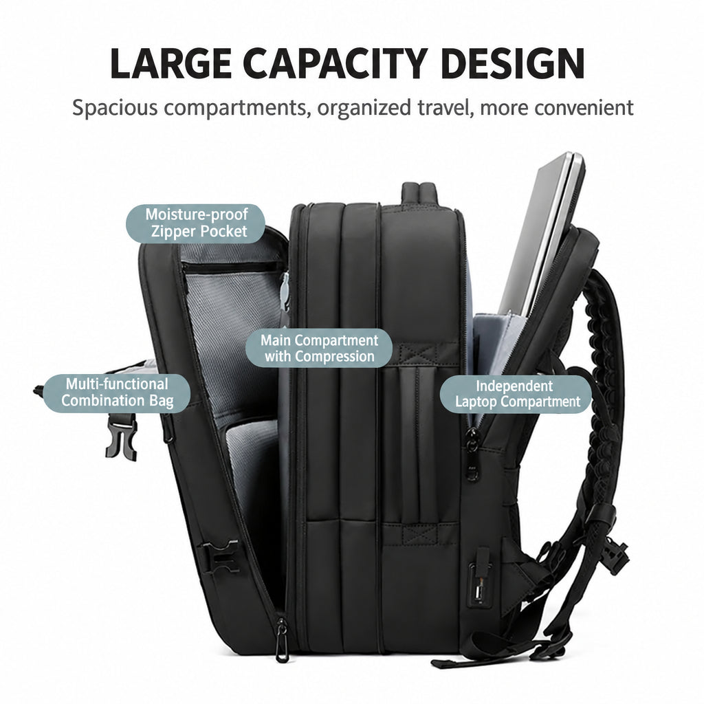 Backpack Men's Large Capacity Multi-function Expanding Vacuum Compression Travel Bag Water-repellent Travel Computer Backpack