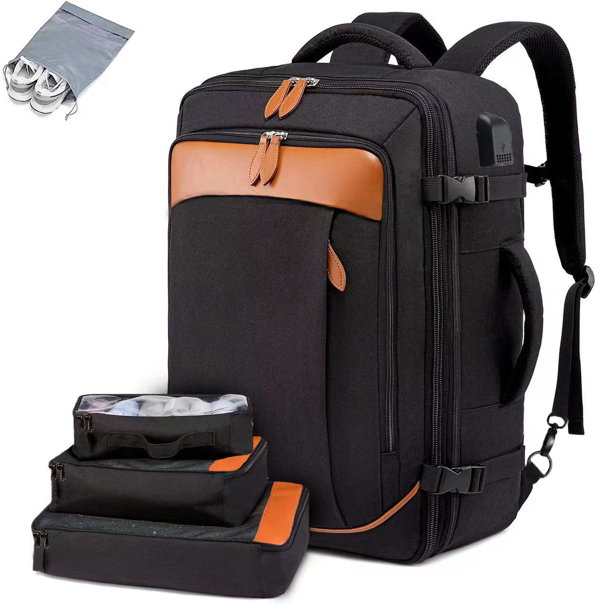 Cross-Border Men's Multifunctional Waterproof Computer Backpack Large Capacity Gray Business Backpack Casual Business Trip Travel Bag