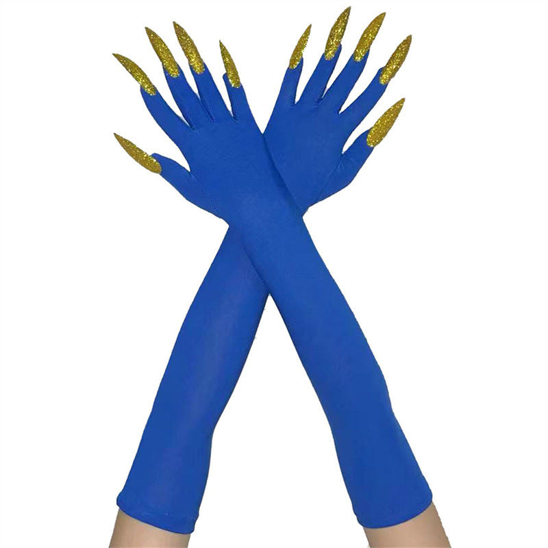 48cm European and American Fashion Halloween Gloves Long Nails Ghost Claw Gloves Long Performance Props Costume Black Red Claw