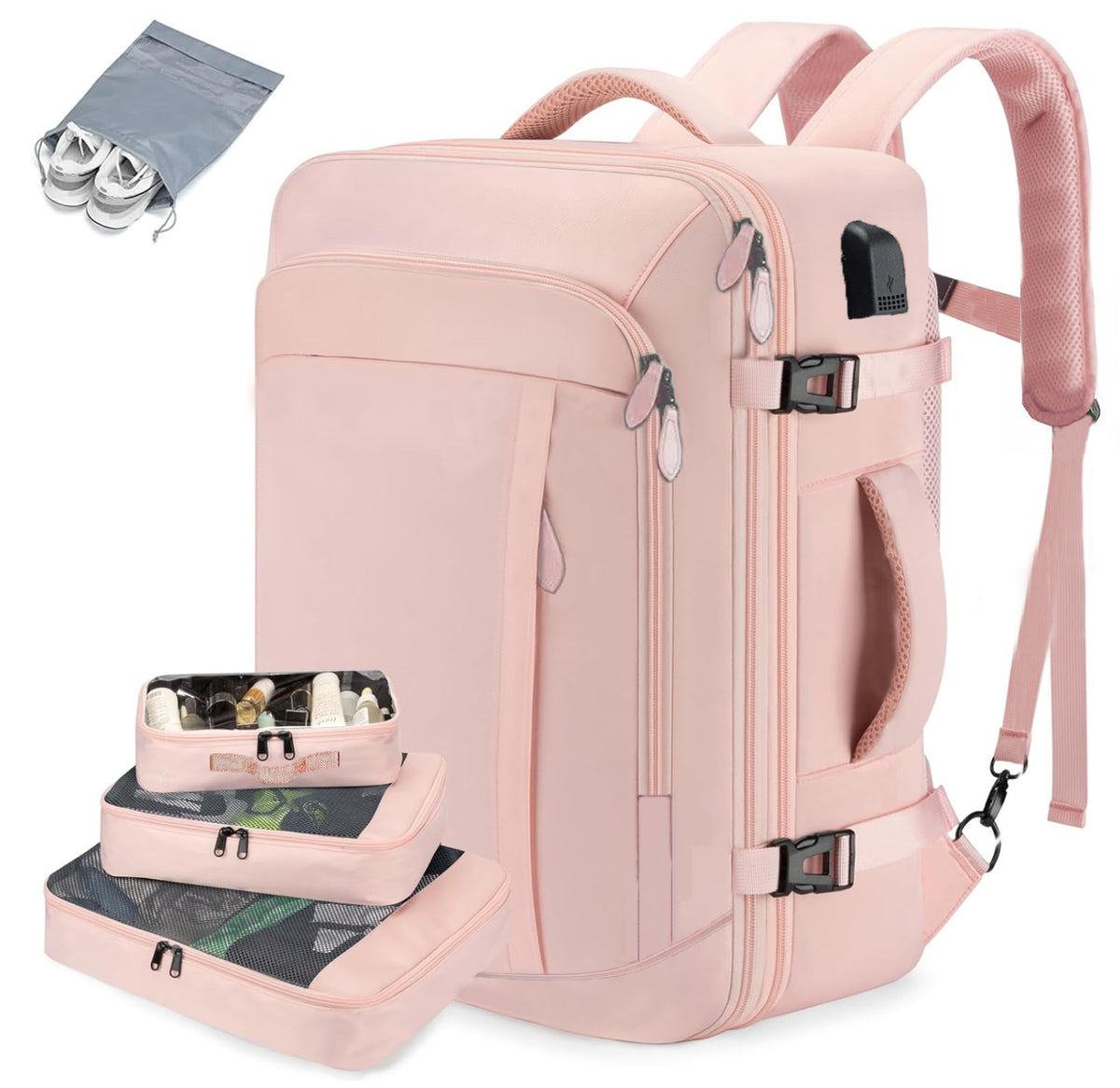 Cross-Border Men's Multifunctional Waterproof Computer Backpack Large Capacity Gray Business Backpack Casual Business Trip Travel Bag