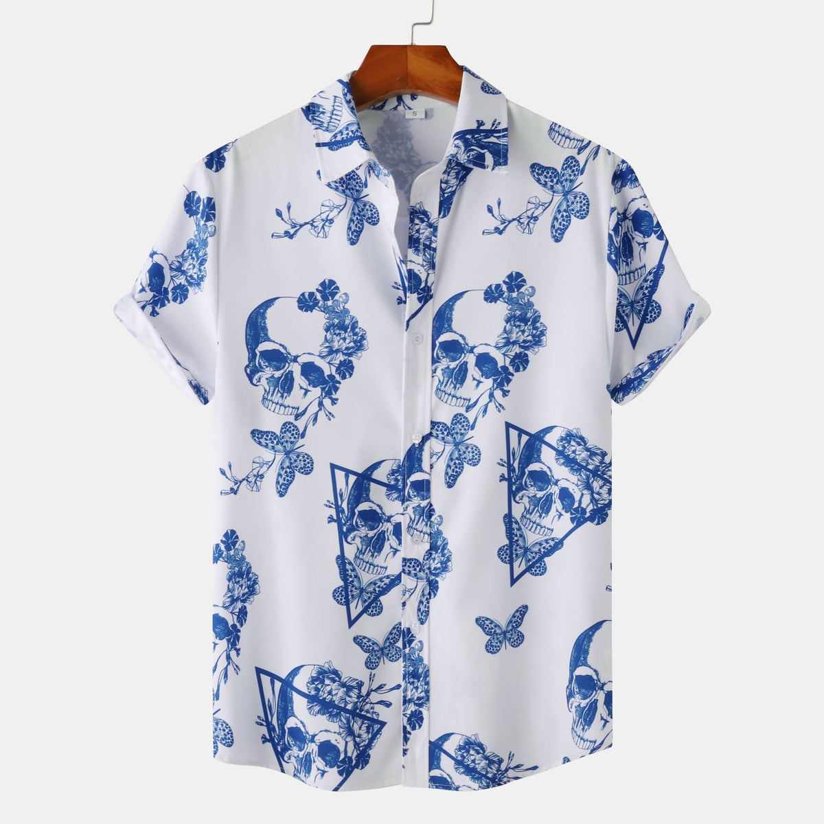 Amazon Cross-border Trade 2024 New Halloween Men's Casual Printed Short-sleeved Shirt Beach Shirt for Men