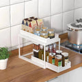 2-Tier Pull Out Under Sink Storage Rack Multifunctional Drawer Organizer Kitchen Bathroom Countertop Cleaning Supplies Storage