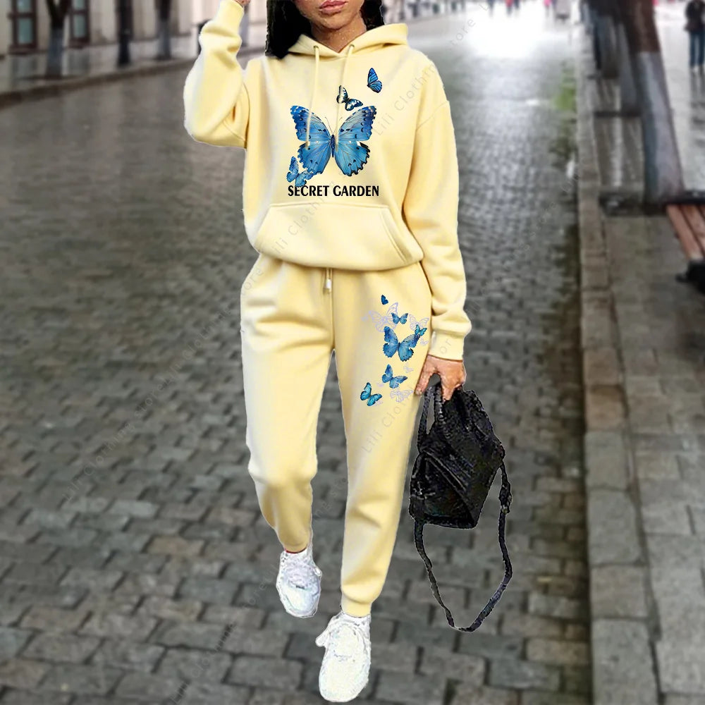 Autumn Winter Women Tracksuit Hoodies Pants Two Piece Sweatshirt Sweatpant Jogging Sports Suit Outfits Woman Clothing Aesthetic