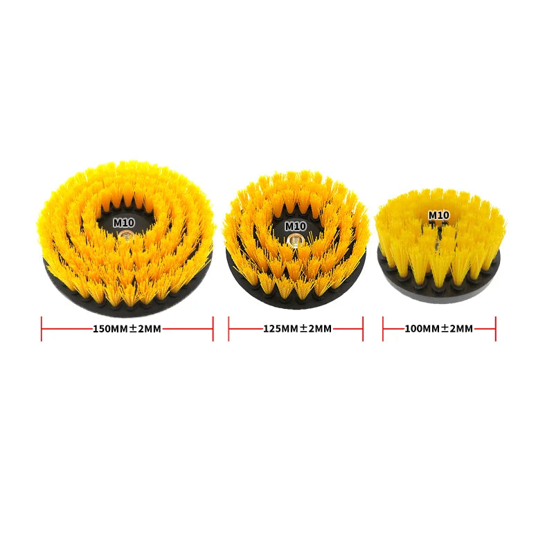 4 5 6Inch Electric Scrubber Drill Cleaning Brush Kit 3Pcs Red/Blue/Yellow with M10 adapter for Cleaning Car House