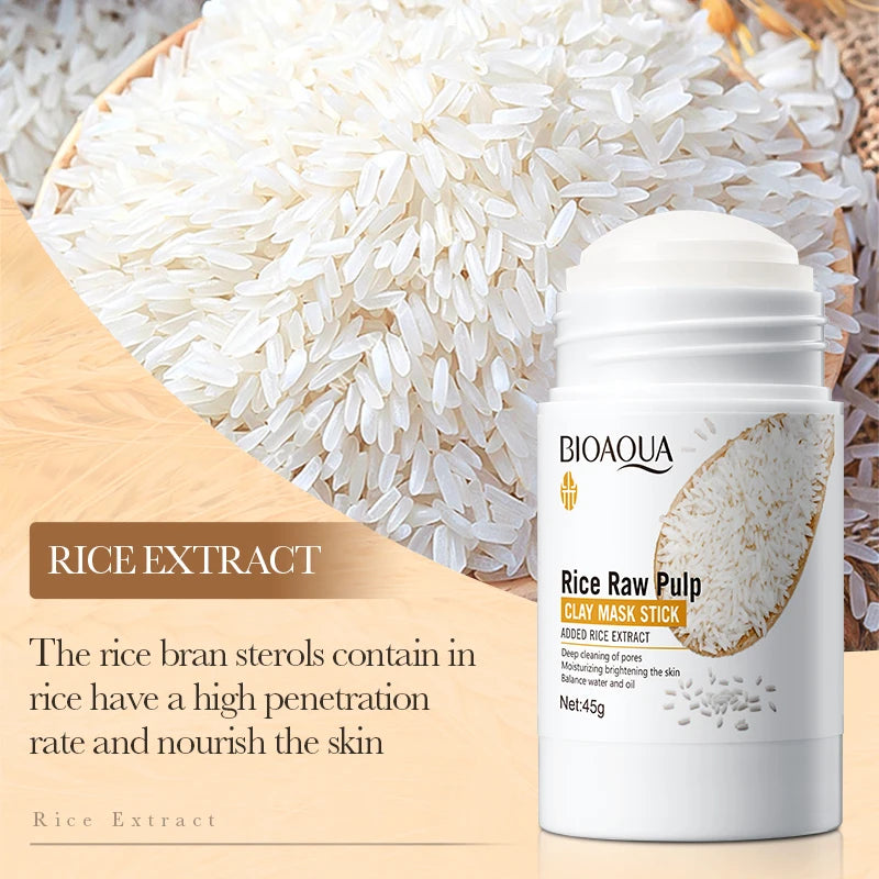 120ml BIOAOUA Rice Raw Pulp Foaming Facial Puree Cleansing Mousse Soothing Facial Cleanser With Brush Head Clear Face Wash