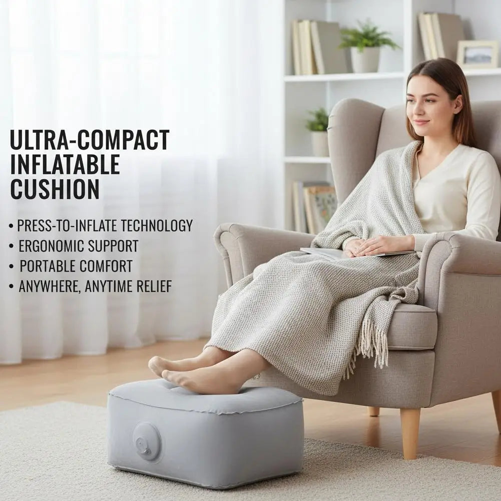 Inflatable Footrest Pad Soft Footrest Pillow PVC Inflatable Foot Rest Pillow Cushion Air Travel Office Home Leg Up Relaxing Feet