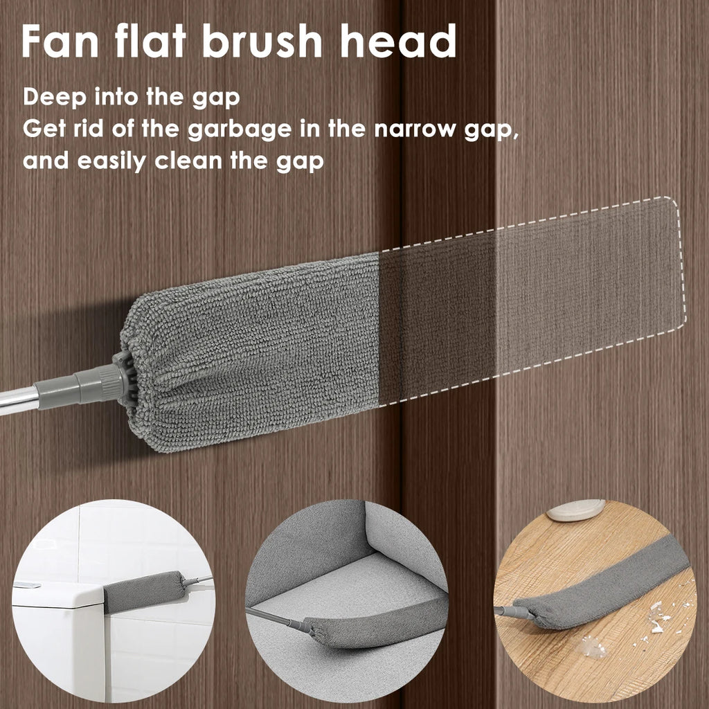 Gap Dust Cleaner Retractable Microfiber Gap Dust Brush Flexible Long Flat Gap Duster with Extendable Pole and Cloth Cover