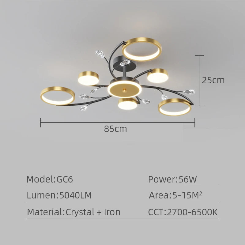 Lustre Chandelier Ceiling Lights Simple Black Gold Luxury Home Pendant Light Nordic Modern Smart Lobby Dining Room Chandeliers