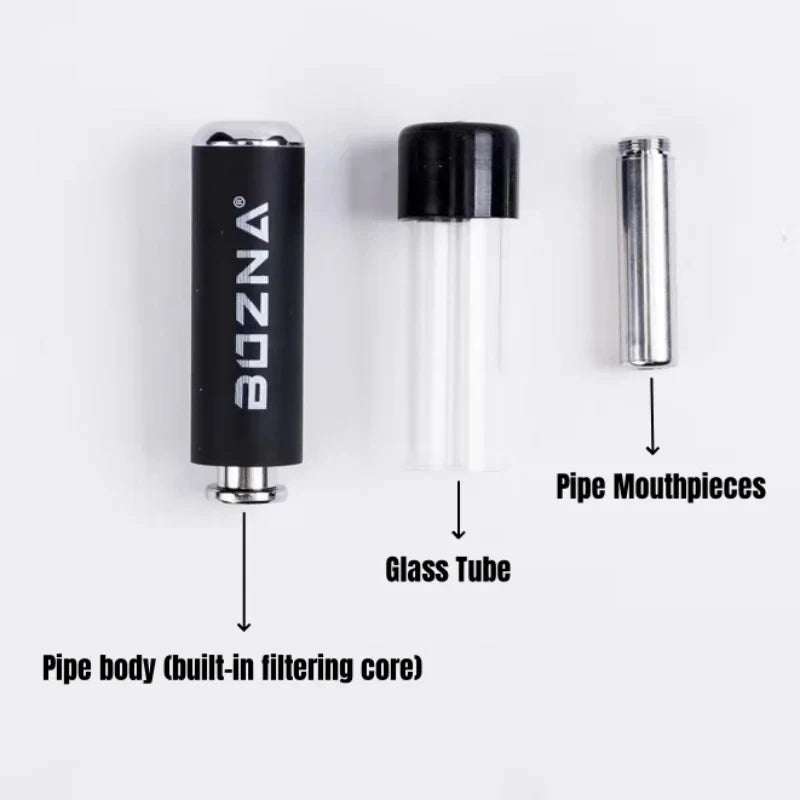 5-Level Adjustable Dry Herb Pipe, Metal Smoking Pipe with Glass Tube, Reusable Durable Tobacco Pipe Smoking Accessories