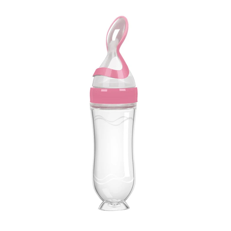 Baby Silicone Squeezing Feeding Bottle Newborn Baby Training Spoon Infant Cereal Food Supplement Feeder Baby Safe Tableware