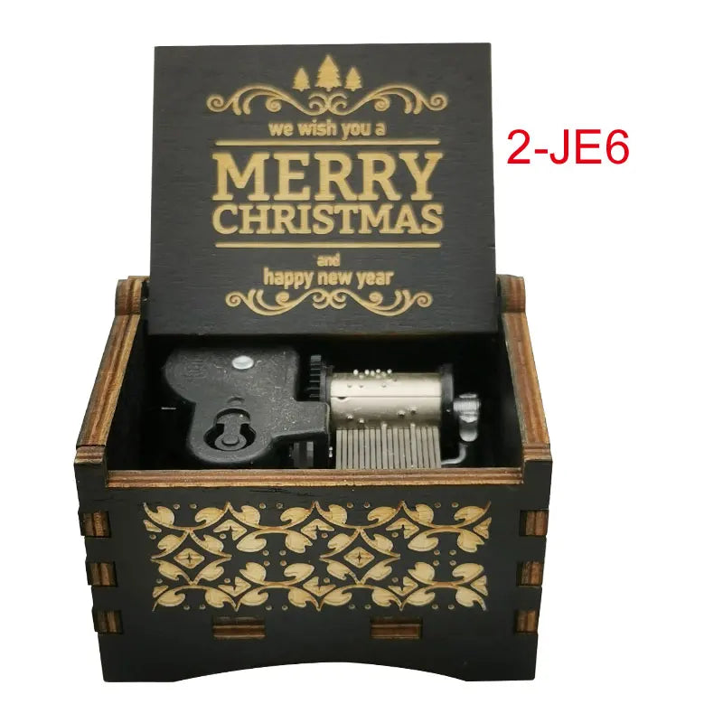 《We Wish You A Merry Christmas》Wooden 18-tone Music Box Desktop Decorative Ornaments New Year's Party Gift For Friends ﻿