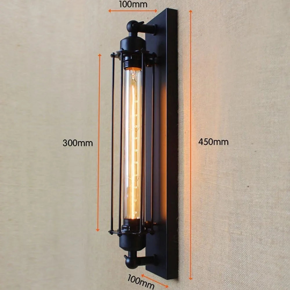 Industrial Metal Tube Retro Wall Lamp Black Ceiling Light Vintage Lamp Wall Light 45CM Flute Art Lighting Home Decor Wall Sconce