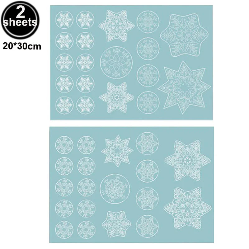 Christmas Window Stickers Santa Claus Reindeer Snowflake Static Window Clings Merry Christmas Glass Decals New Year Party Decors