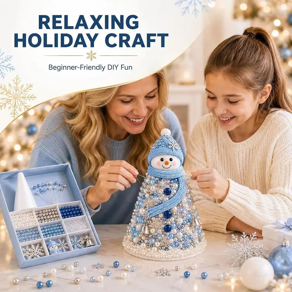 DIY Beaded Christmas Tree Craft Kit Crystal Bead Mini Tree with Angel Topper, Handmade Holiday Tabletop Decor for Home Christma