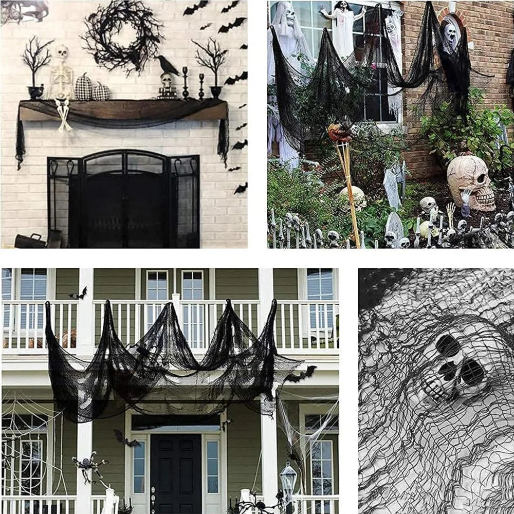 Halloween Gauze Decoration Haunted House Atmosphere Decor Accessories Scary Gauze Home Garden DIY Decoration Suplies Propshallow