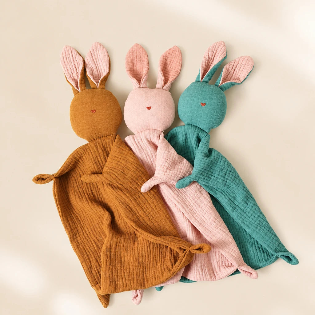 Baby Soothing Towel 100% Cotton Infant Animal Cartoon Handkerchief Rabbit Style Kids Sleep-help Toy Gauze Appease Sleep Aid Doll
