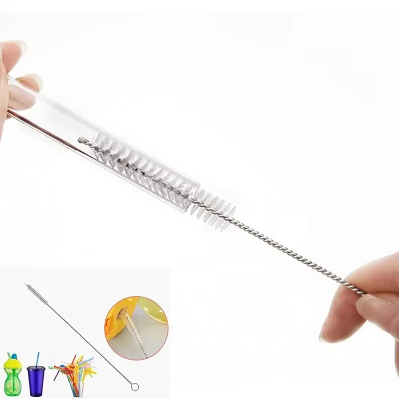5/10pcs 6mm Drinking Straw Cleaning Brushes Stainless Steel Soft Bristle Glass Tube Cleaner Reusable Straw Bottle Cleaning Tools
