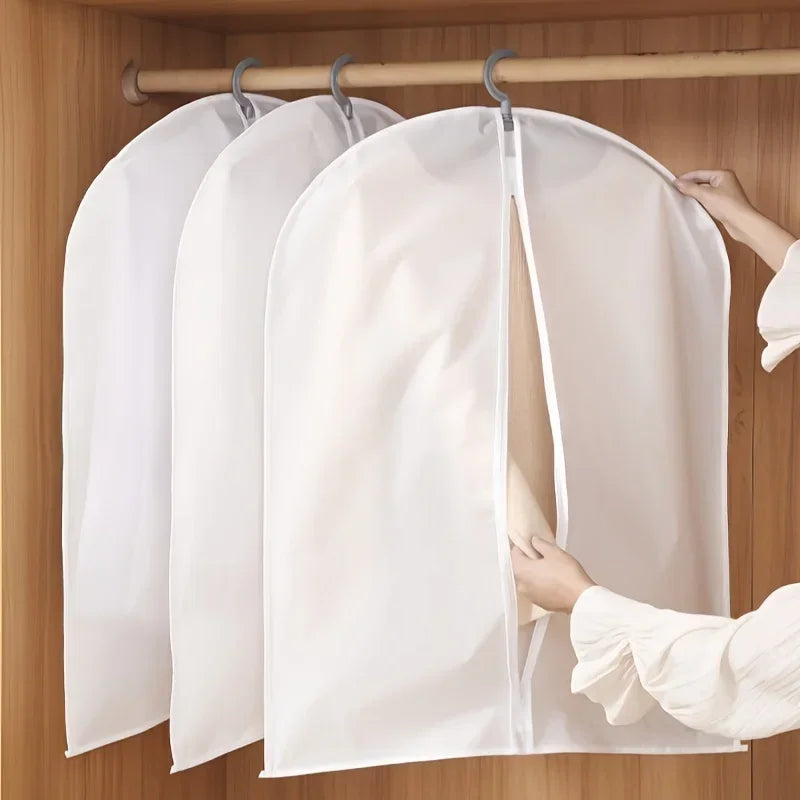 5pcs Dust proof Garment Protector Cover Bag Enclosed Clothes Cover with Zipper Clothes Bags Hanging Durable Clothes Storage Bag