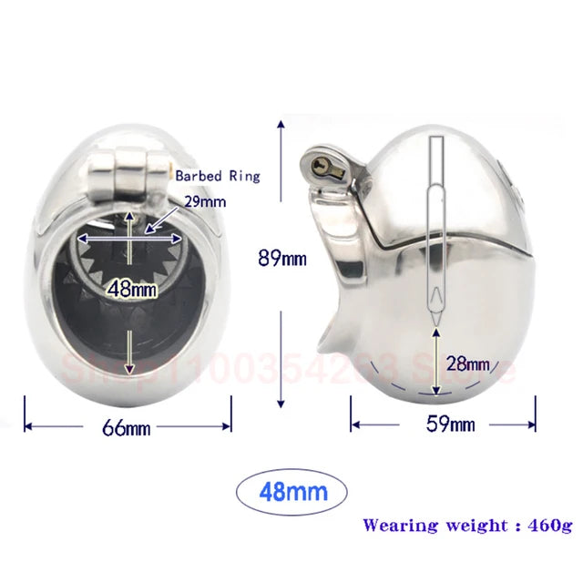 Stainless Steel Fully Restraint Male Chastity Devices With Thorn Ring,Scrotum Ball Stretcher,Metal Cock Cage,BDSM SexToy For Men