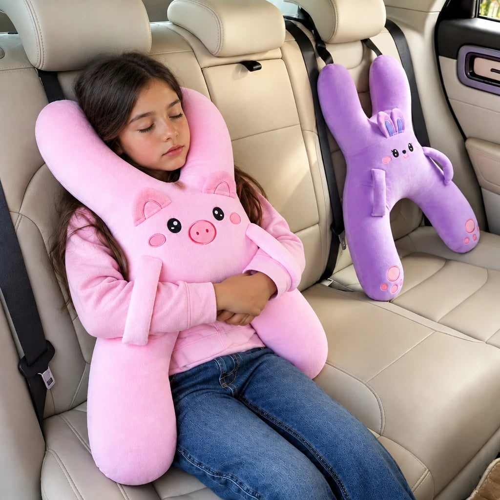 1PC Car Mounted Child Sleeping Pillow Car Cute Cartoon Pillow Car Removable Comfortable Breathable Headrest Lumbar Support