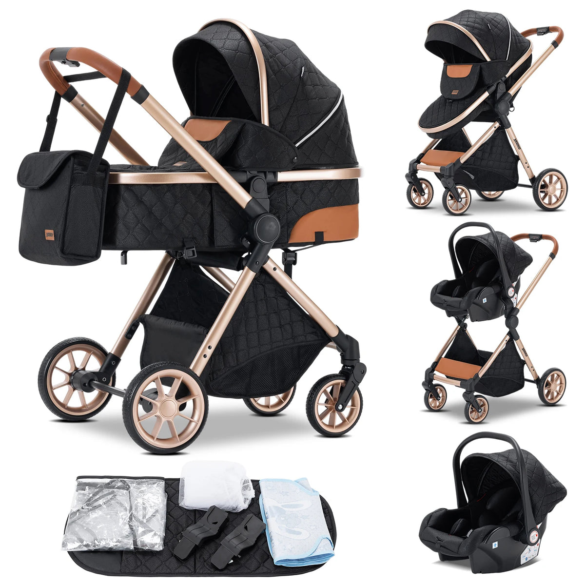 Newest 3 in 1 Baby Stroller Portable Travel Baby Carriage Folding Prams Aluminum Frame High Landscape Car for Newborn Baby