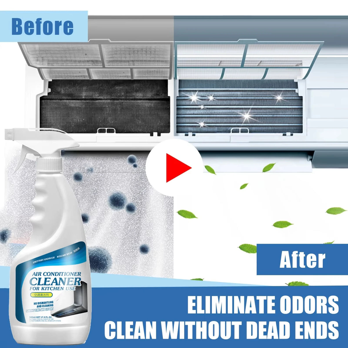 500ml Air Conditioner Cleaner Foam Spray Powerful Deodorizer Professional Deodorization Home Deep-Cleaning Foaming Multi-Cleaner