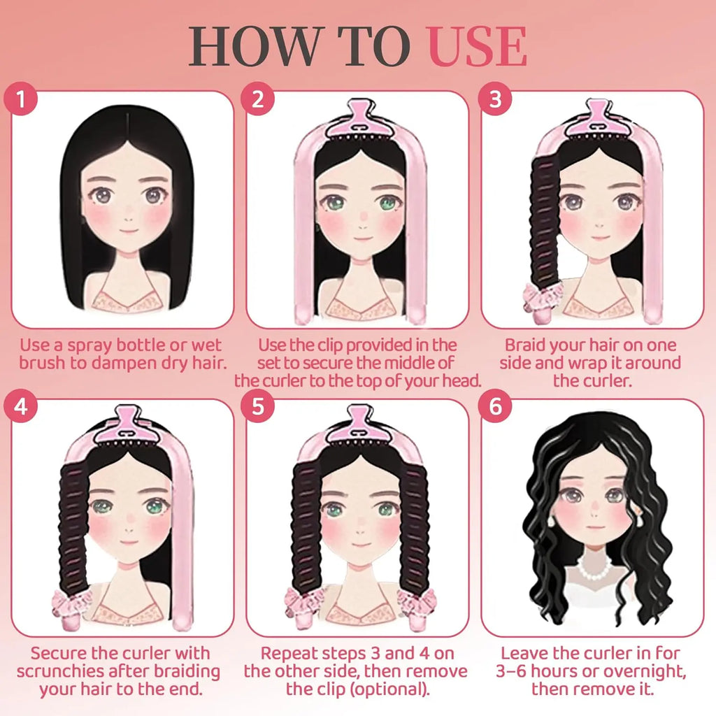 1Set Woman Heatless Curling Rod Heatless Hair Curls Headband Make Hair Soft Shiny Hair Curler Hairdressing Tools Accessories