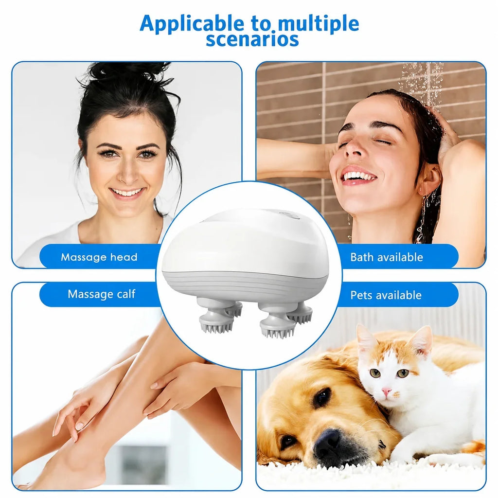 Electric Head Massager USB Rechargable Scalp Massager Body Massage Health Care Shoulder Neck Deep Tissue Kneading Massage Gift