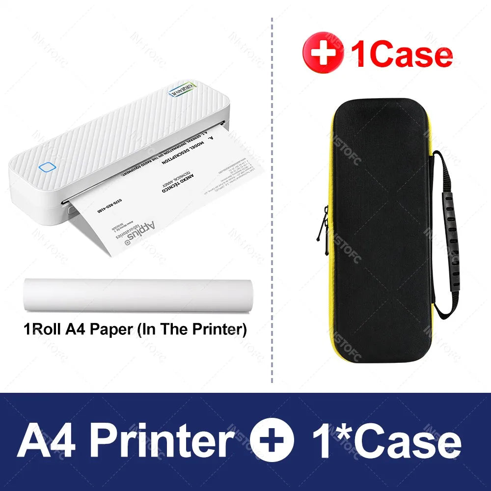 Portable A4 Thermal Printer Bluetooth Photos PDF Document Printing Machine Folded Rolls Paper For Office Work Home School Travel